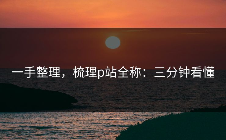 一手整理，梳理p站全称：三分钟看懂