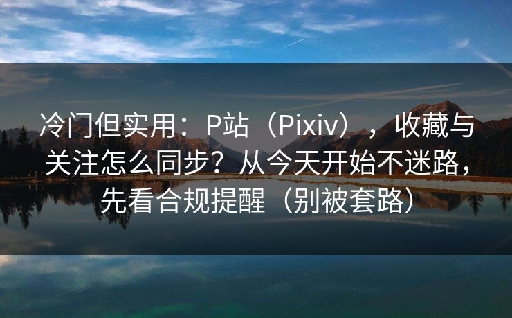 冷门但实用：P站（Pixiv），收藏与关注怎么同步？从今天开始不迷路，先看合规提醒（别被套路）