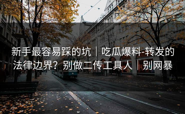 新手最容易踩的坑｜吃瓜爆料-转发的法律边界？别做二传工具人｜别网暴