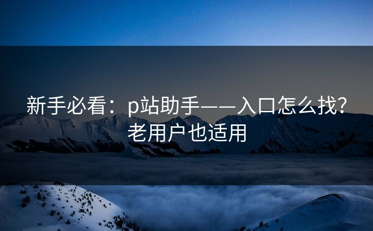 新手必看：p站助手——入口怎么找？老用户也适用