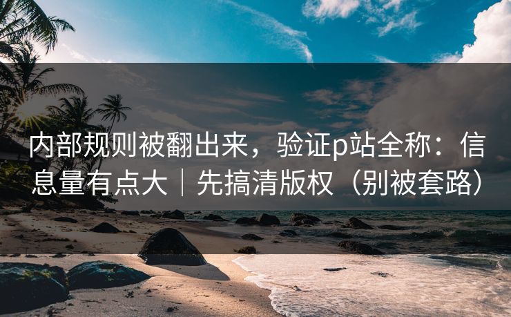 内部规则被翻出来，验证p站全称：信息量有点大｜先搞清版权（别被套路）