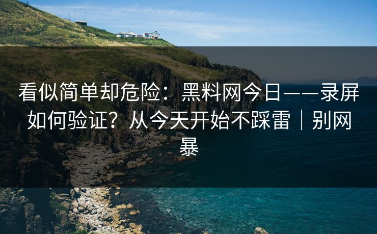 看似简单却危险：黑料网今日——录屏如何验证？从今天开始不踩雷｜别网暴