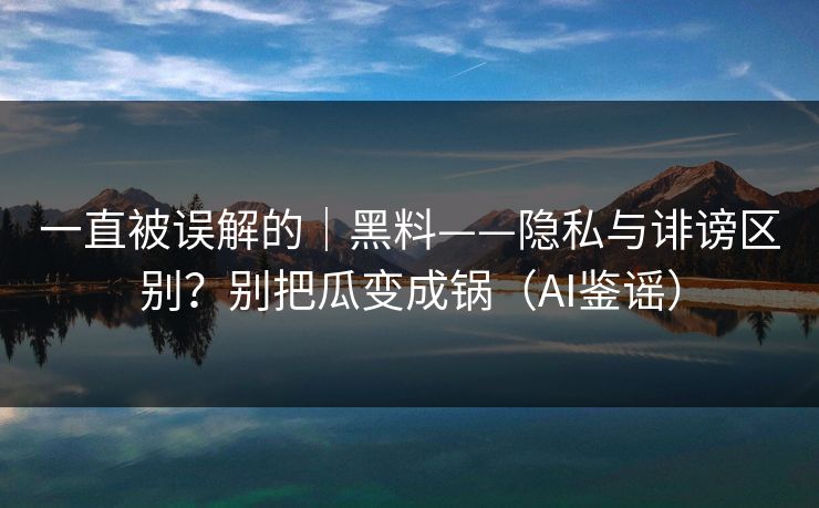 一直被误解的｜黑料——隐私与诽谤区别？别把瓜变成锅（AI鉴谣）