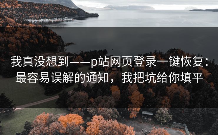 我真没想到——p站网页登录一键恢复：最容易误解的通知，我把坑给你填平