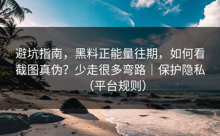 避坑指南，黑料正能量往期，如何看截图真伪？少走很多弯路｜保护隐私（平台规则）