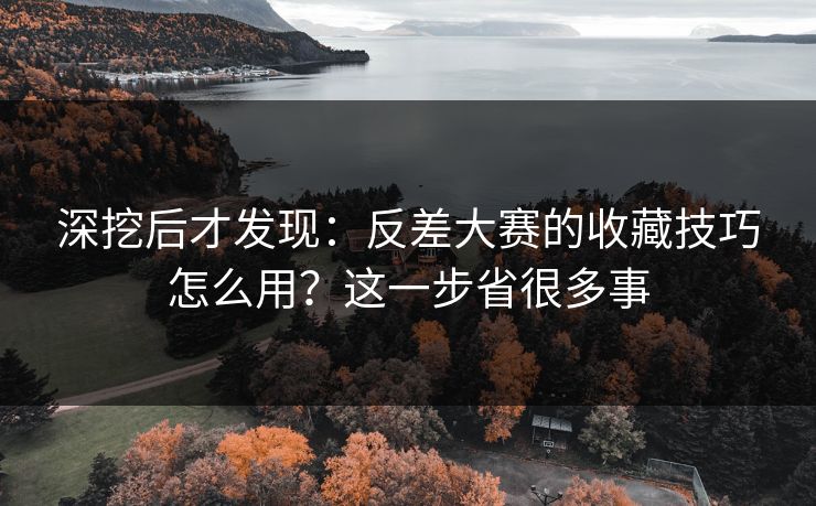 深挖后才发现：反差大赛的收藏技巧怎么用？这一步省很多事