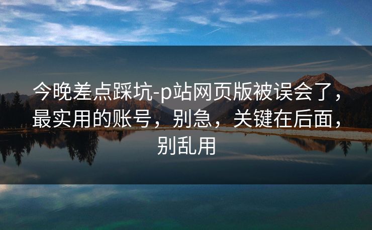 今晚差点踩坑-p站网页版被误会了，最实用的账号，别急，关键在后面，别乱用
